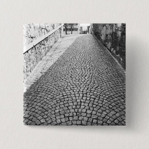 Bóton Quadrado 5.08cm Europa, Suiça, Zurique. Rua Cobbled,