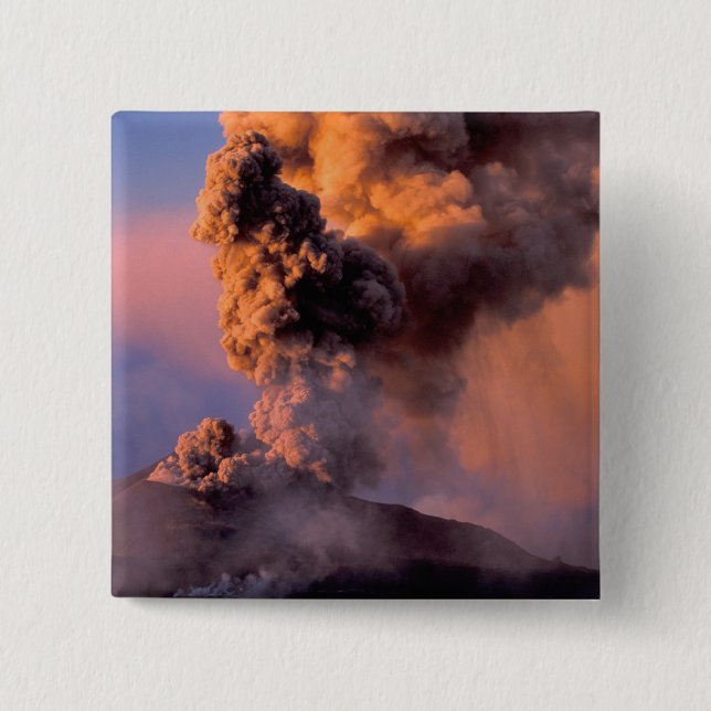Bóton Quadrado 5.08cm Evento da cimeira UE-Itália, Sicília, Mt-Etna (Frente)