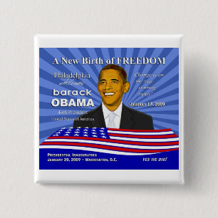 Bóton Quadrado 5.08cm Eventos da inauguração de Obama - Pin de