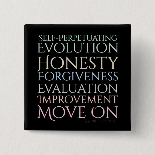 Bóton Quadrado 5.08cm Evolução Autoexecutável As Cinco Chaves (Frente)