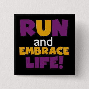 Bóton Quadrado 5.08cm Executar Embrace Life Purple Yellow