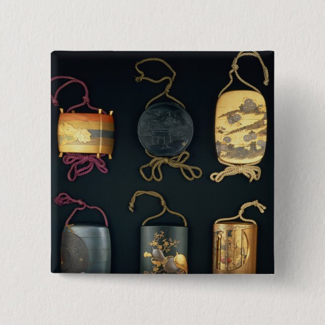 Bóton Quadrado 5.08cm Exemplo do Inro, século XIX (Frente)