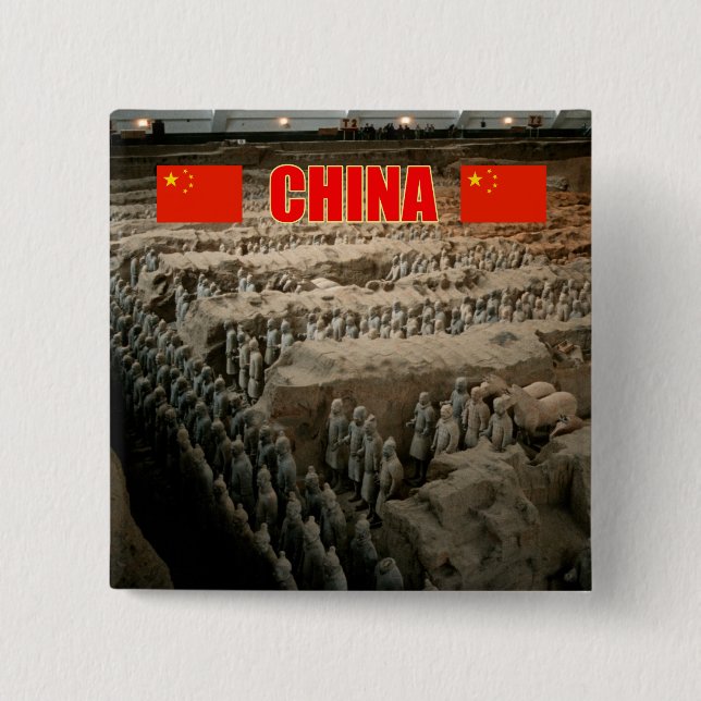 Bóton Quadrado 5.08cm Exército de Terracotta da CHINA (Frente)