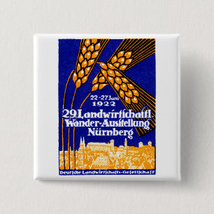 Bóton Quadrado 5.08cm Exposição Agrícola de Nuremberga 1922