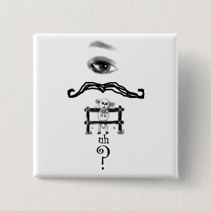 Bóton Quadrado 5.08cm Eye Mustache Ewe Botão de Perguntas