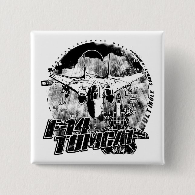 Bóton Quadrado 5.08cm F-14 Botão Tomcat (Frente)