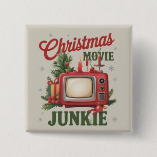 Bóton Quadrado 5.08cm Fã de Filme de Natal Retrô Festa de Família Natal
