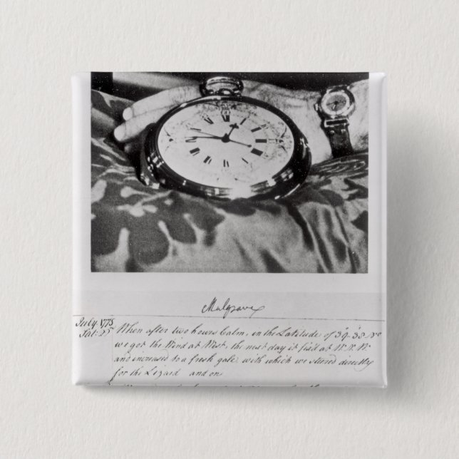 Bóton Quadrado 5.08cm Fac-símile do cronómetro do bolso (Frente)