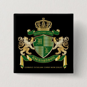 Bóton Quadrado 5.08cm Faça seu próprio Casaco de armas emblema de leã
