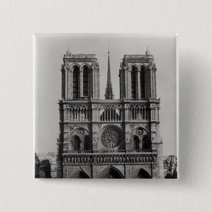 Bóton Quadrado 5.08cm Fachada de Notre-Dame, Paris, final do século XIX