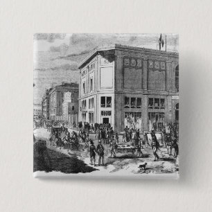 Bóton Quadrado 5.08cm Fachada do hotel Drouot, Paris, c.1852 (engravi