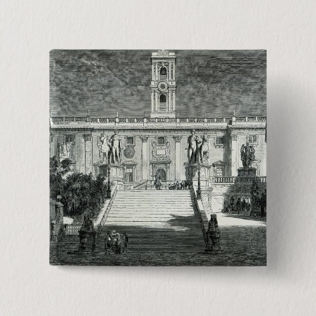Bóton Quadrado 5.08cm Fachada do palácio senatorial, Roma (Frente)