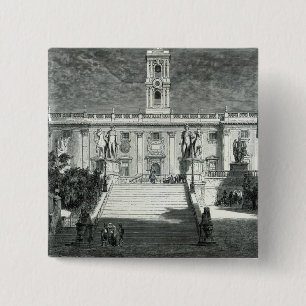 Bóton Quadrado 5.08cm Fachada do palácio senatorial, Roma