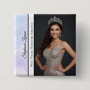 Bóton Quadrado 5.08cm Faixa de Desfile de Mármore Personalizado com Foto