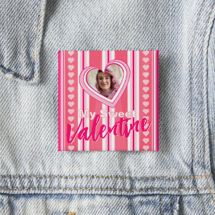 Bóton Quadrado 5.08cm Faixas Personalizadas do Dia dos Namorados "Meu Na