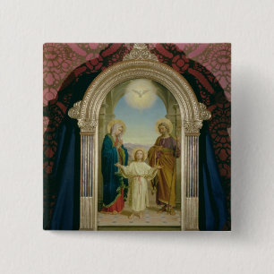 Bóton Quadrado 5.08cm Família santamente, 1898 (tempera no painel)