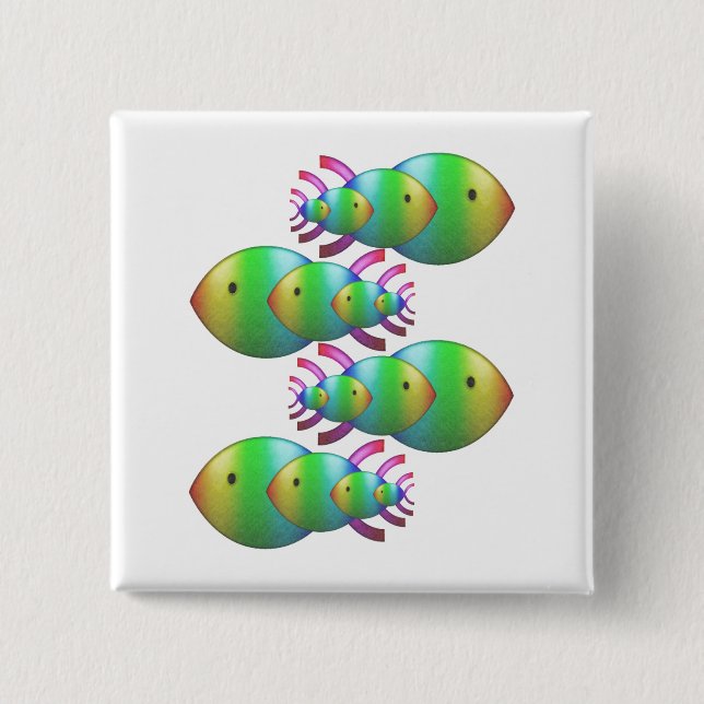 Bóton Quadrado 5.08cm Famílias cristãs do símbolo dos peixes (Frente)