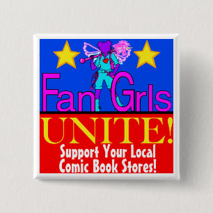 Bóton Quadrado 5.08cm Fan Grls, Unir! Botão Suportar Lojas de História