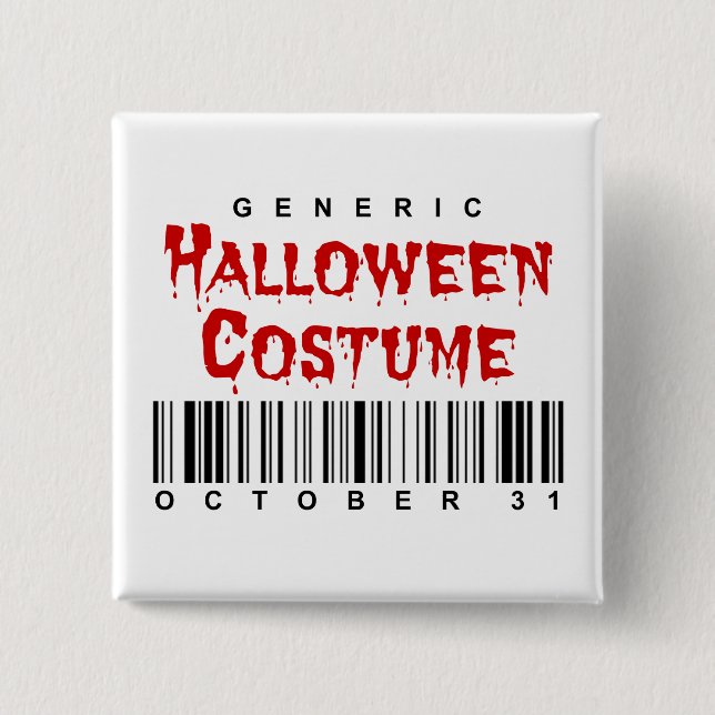 Bóton Quadrado 5.08cm Fantasias Genéricas de Halloween com Código de Bar (Frente)