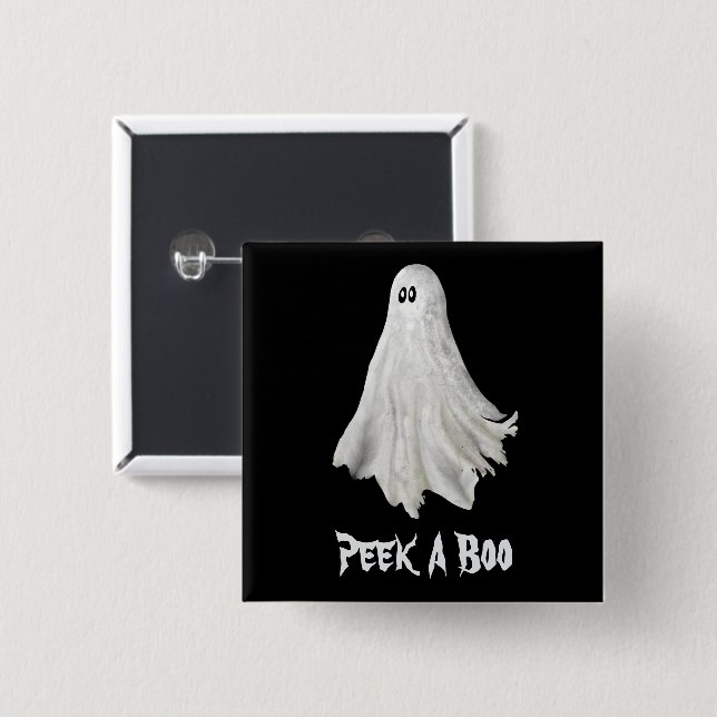Bóton Quadrado 5.08cm Fantasma Engraçado Do Passado De Halloween (Frente & Verso)