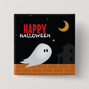 Bóton Quadrado 5.08cm Fantasmas de desenho animado do Halloween