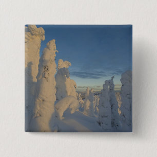 Bóton Quadrado 5.08cm Fantasmas de neve ao pôr do sol no Whitefish Mount
