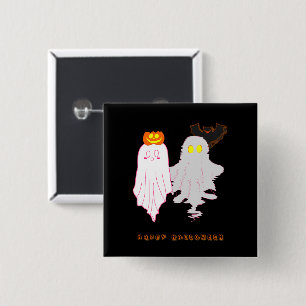 Bóton Quadrado 5.08cm Fantasminhas Fofos Botão de Halloween