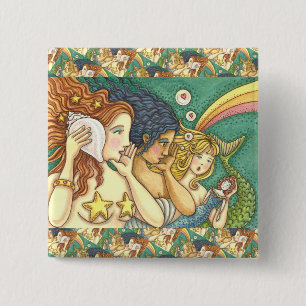 BÓTON QUADRADO 5.08CM FANTASY MERMAID SISTERHOOD SHARING SECRET WISDOMS