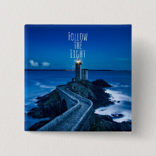 Bóton Quadrado 5.08cm Farol de Crepúsculo Siga a Luz