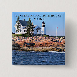 Bóton Quadrado 5.08cm Farol do Porto de inverno, Maine