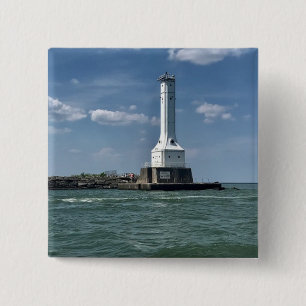 Bóton Quadrado 5.08cm Farol em Huron, Ohio Photoographic 