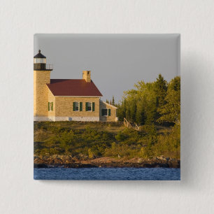 Bóton Quadrado 5.08cm Farol no Lago Superior perto de Copper Harbor