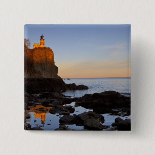 Bóton Quadrado 5.08cm Farol Split Rock ao pôr do sol perto de Two