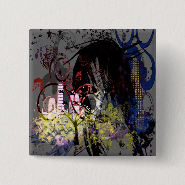 Bóton Quadrado 5.08cm Fashion Diva Swirled (Frente)