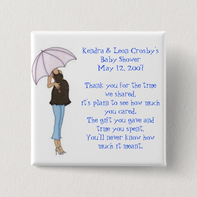 Bóton Quadrado 5.08cm Favor do chá de fraldas (Frente)