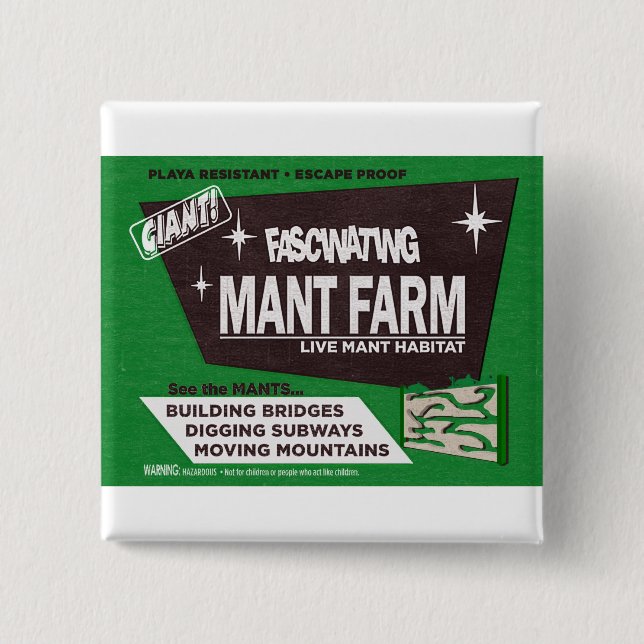 Bóton Quadrado 5.08cm Fazenda de Mant o botão (Frente)