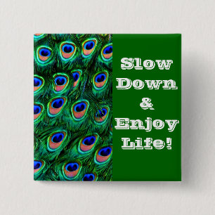 Bóton Quadrado 5.08cm Feathers_ do pavão