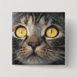 Bóton Quadrado 5.08cm Fechamento de Gato com Olhos Amarelos