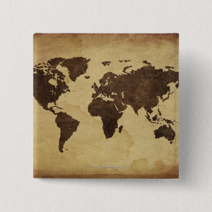 Bóton Quadrado 5.08cm Feche acima do mapa do mundo antigo 3