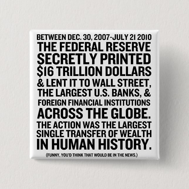 Bóton Quadrado 5.08cm Federal Reserve examina (Frente)