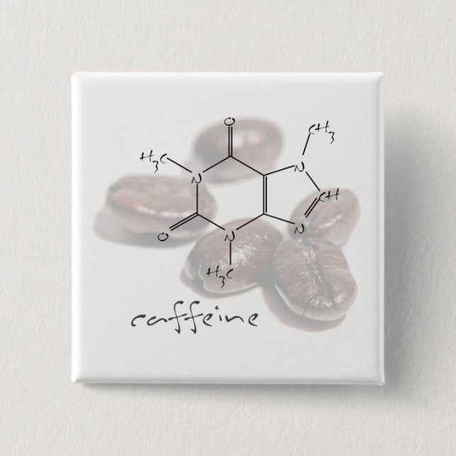 Bóton Quadrado 5.08cm Feijões da cafeína (Frente)