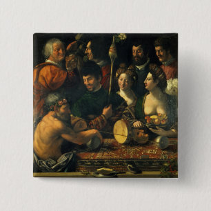 Bóton Quadrado 5.08cm Feitiçaria ou alegoria de Hercules, c.1535 (óleo