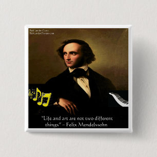 Bóton Quadrado 5.08cm Felix Mendelssohn Vida é Arte Presentes & Cartões