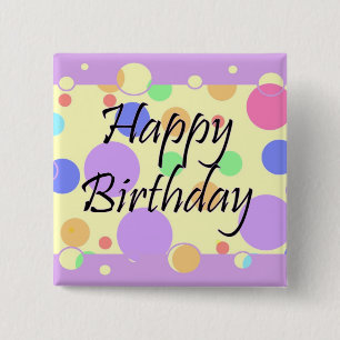 Bóton Quadrado 5.08cm Feliz aniversario