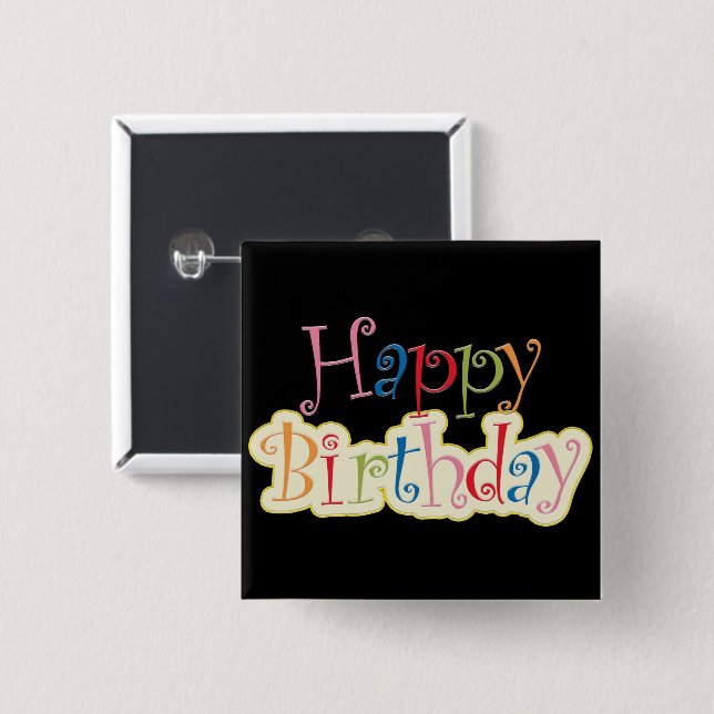 Bóton Quadrado 5.08cm Feliz aniversário (Frente & Verso)