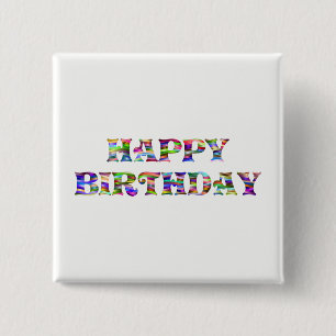 Bóton Quadrado 5.08cm Feliz aniversário