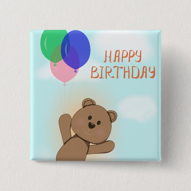 Bóton Quadrado 5.08cm Feliz aniversário (Frente)