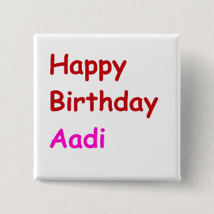 Bóton Quadrado 5.08cm Feliz aniversário Aadi