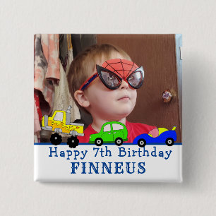 Bóton Quadrado 5.08cm Feliz Aniversário Personalizado Nome e Idade