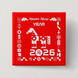 Bóton Quadrado 5.08cm Feliz ano novo 2026